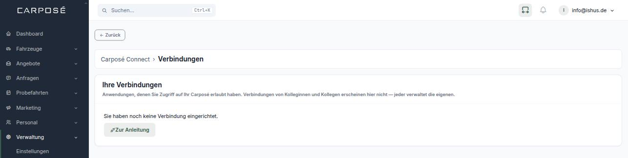 Seite KI-Verbindungen im Zustand ohne eingerichtete Verbindung